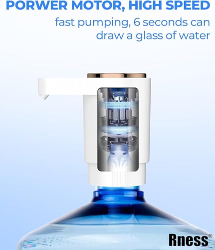 Rness Water Dispenser Pump Electric,Double Pumps High Horsepower,Double Water Outlets,Type-c Interface Charging Portable Electric Water Pump Jugs,USB C Charging,for Office,Home,Kitchen White