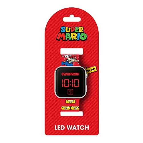 SUPER MARIO Boy's Digital Quartz Watch with Plastic Strap GSM4107, Red Printed, strap