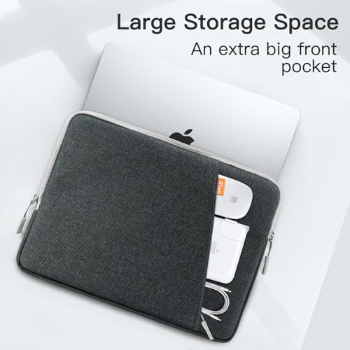 JETech Laptop Sleeve for 13-14Inch MacBook Air/Pro (M4/M3/M2/M1) 2021-2025, 13-13.6 Inch Notebook, Waterproof Shock Resistant Bag Case with Accessory Pocket (Dark Grey)