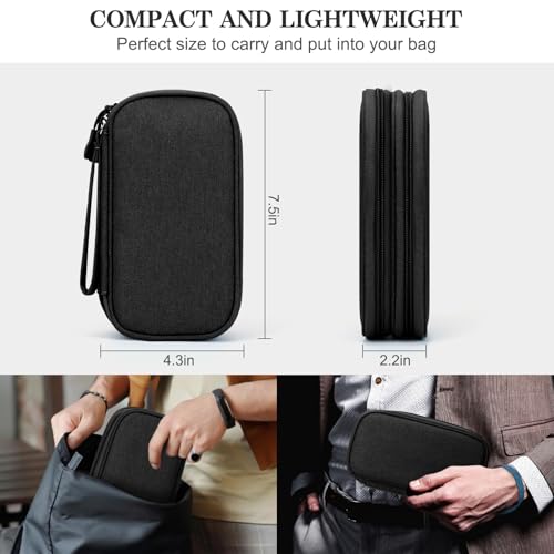 FYY Travel Cable Organizer Bag Electronic Accessories Portable Waterproof Carrying Bag Double Layers All-in-One Storage Bag for Cord, Charger, Phone and Earphone - Black