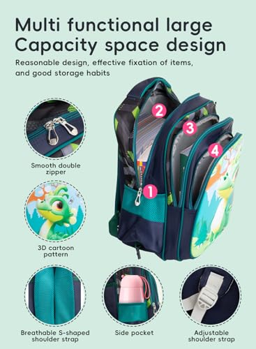 School Bag,Children School Bag Student Backpack with Pencil Bag, Lunch bag, Trailer, 3D cartoon pattern Large volume Waterproof Bookbag and for 3-10 Year Elementary Kindergarten