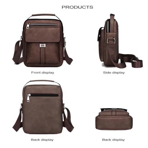 FENDOUNIU Leather Shoulder Bag for Men, Handbag, Crossbody, Travel, Messenger, Business, Satchel, Casual for Shopping Daily Working