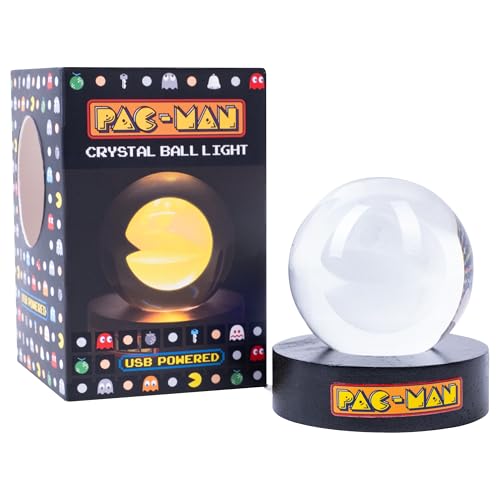 Fizz Creations PAC-Man Crystal Ball Light. Retro Gaming Desk Lamp. USB Powered. Classic Arcade Gaming Gift Mood Lamp.