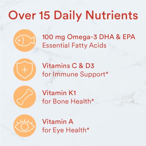 SmartyPants Kids Formula Daily Gummy Multivitamin: Vitamin C, D3, and Zinc for Immunity, Gluten Free, Omega 3 Fish Oil (DHA/EPA), Vitamin B6, B12, 120 Count (30 Day Supply)