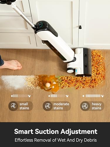 uwant D100 Wet Dry Vacuum Cleaner 180°Lay-Flat Vacuum Mop All in One with 18000Pa Suction Auto Self-Cleaning Anti Odor Stick Pushin Mop Dual-Edge Cleaning Electeic Mop Set for Hard Floor/Carpet