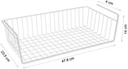 MARKQ Hanging Under Shelf Storage Basket, Large Wire Basket Space Saving Organizer for Kitchen Office Bathroom Cupboard Pantry Cabinet Bookshelf, White - Large White