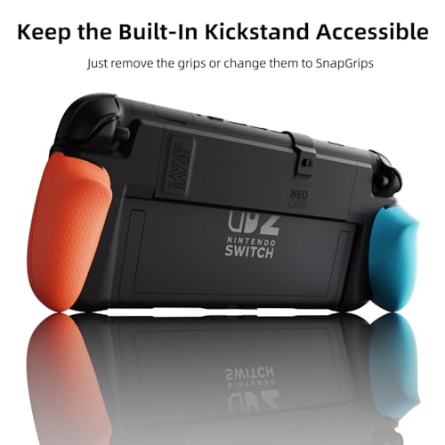 Savage Raven by Skull & Co. NeoGrip for Nintendo Switch 2: An Ergonomic Grip Hard Shell Handheld Case with Replaceable Grips [to fit All Hands Sizes] [No Carrying Case]- Black