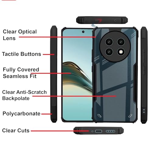 Zubitech Honor X9c 5G Clear Hard PC Back Cover Case with Shockproof Premium TPU Black Border 360 Degree Impact Resistant Camera lens Protection Transparent Cover For Honor X9c 5G