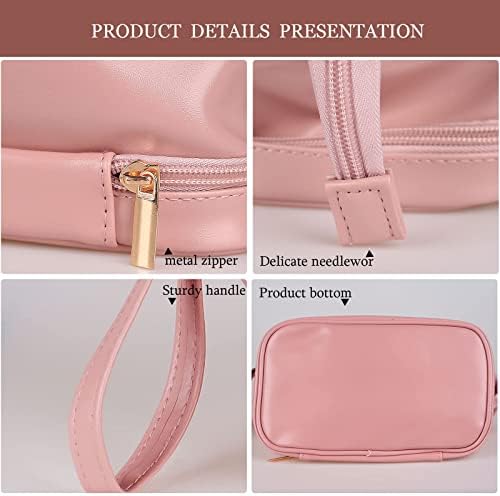 NAWOKEENY® Double Layer Cosmetic Bag - Large Capacity Portable Toiletry Bag for Travel, Makeup Organizer, PU Leather, Waterproof (Black)