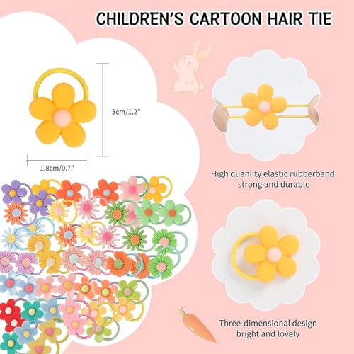 Lonimia Cute Butterfly Hair Ties for Girls, Little Girl Hair Accessories, 40 Pcs Elastic Hair Band Acrylic Cartoon Pattern Soft Not Damage Hair Practical Portable Hair band, Suitable for Daily Life