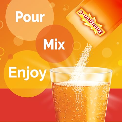 Emergen-C 1000mg Vitamin C Powder for Daily Immune Support Caffeine Free Vitamin C Supplements with Zinc and Manganese, B Vitamins and Electrolytes, Super Orange Flavor - 60 Count/2 Month Supply