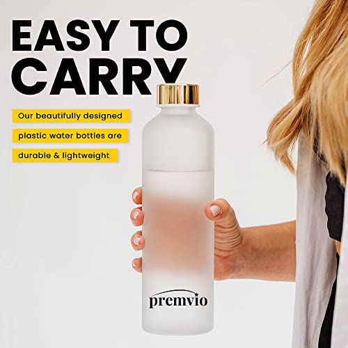 Premvio™ Premium Tritan Bottle Water Bottle With Time Markers - Motivational Water Bottle Leak Proof - BPA Free - Gym, Sports, Outdoors 32oz, Clear white