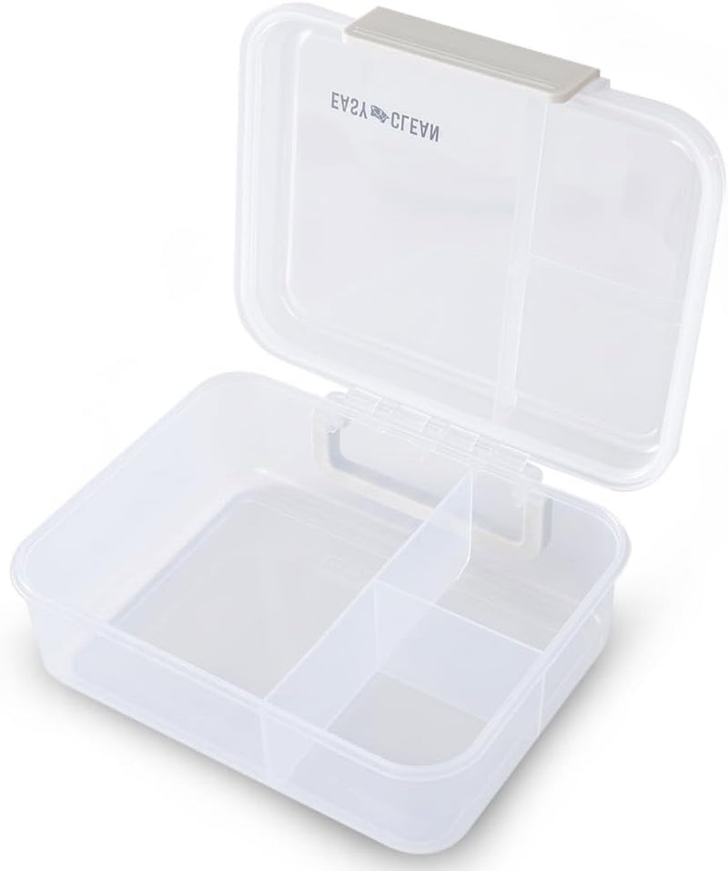 3/4/5 Compartment Convertible 1650ml Bento Lunch Box with 150ml Gravy Bowl - Grey