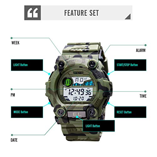 CakCity Boys Camouflage LED Sports Kids Watch Waterproof Digital Electronic Military Wrist Watches for Kid with Luminous Alarm Stopwatch Child Watches Ages 3-10