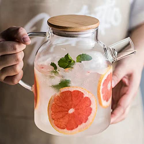TAPIT Glass Teapot, Stovetop & Microwave Safe Heat Resistant Glass Borosilicate Teapot, Glass Kettle with Removable Filter Spout for Loose Leaf Tea & Blooming Tea (1.6L)