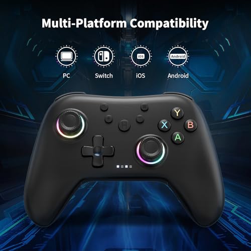 AceGamer Aurora 2.4G Wireless Bluetooth Controller for Windows PC/Switch/Stem/iOS/Androidï¼ŒGamepad PC Joystick with Hall Effect Joystick, Programmable Back Button, Linear Resonant Actuator (black)