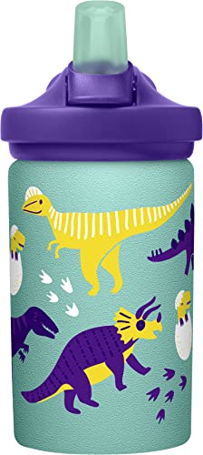 CamelBak Eddy+ Kids 14 oz Water Bottle with Straw, Single Wall Stainless Steel, Hatching Dinos