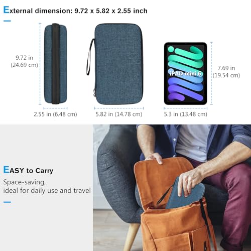 ProCase Hard Travel Tech Organizer Case Bag for Electronics Accessories Charger Cord Portable External Hard Drive USB Cables Power Bank SD Memory Cards Earphone Flash Drive –Navy