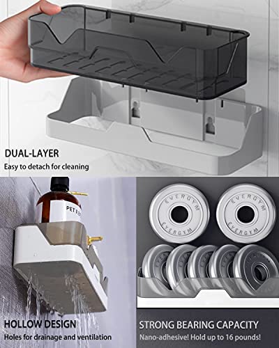 BLYPHOO Shower Caddy Adhesive Shower Shelf for Bathroom 2 Pack: Premium Wall Mount Bathroom Organizer Shelf - No Drilling Corner Sower Organizer - Upgraded Rustproof Kitchen Storage Rack