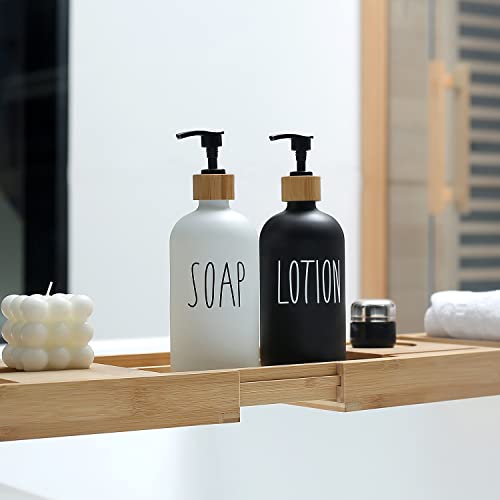 MOMEEMO Soap Dispenser Bathroom Set with Hand Soap & Lotion Dispenser, Suitable for Farmhouse Bathroom Decor, Black and White