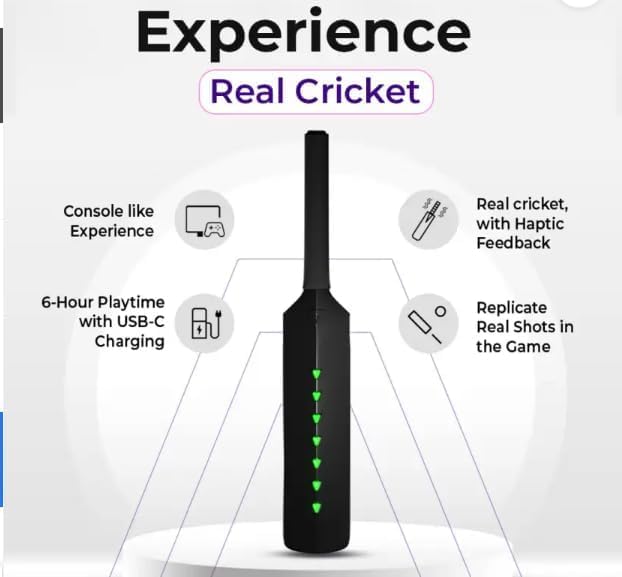 Merlin Metashot Augmented Reality Smart Cricket Bat with Game Compatible with TVs, PC/Mac, iOS/Android, Tabs/iPad