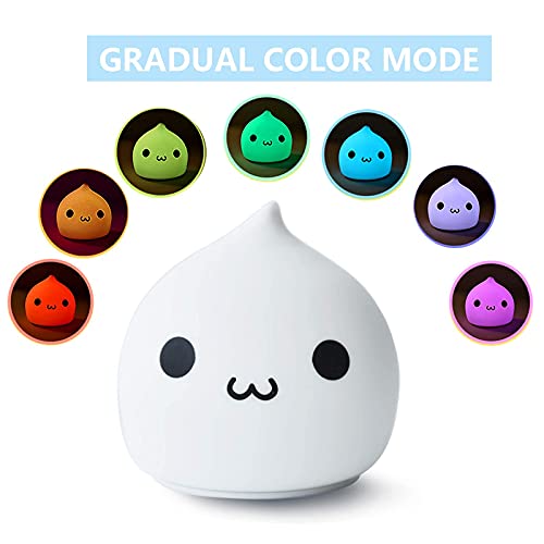 ZKLiLi Night Light for Kids, Dumpling Light Silicone Nursery Cute Lamp, Battery Powered LED Nightlight with 7-Color for Baby Teen Girls and Boys Bedrooms, Birthday Gift - Waterdrop