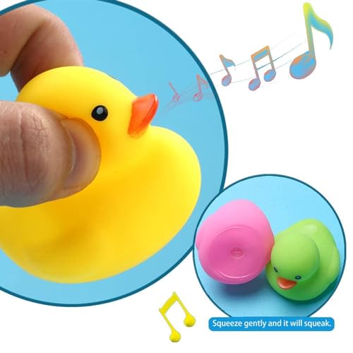WEZCHUGHAOL 30 Pcs Rubber Ducks, Mini Bath Ducks Set, Colorful Mini Rubber Duckies for Kids, Float and Squeak Bath Duck Toys for Baby Showers, Classroom Incentives, Beach, Pool, Birthdays and Parties