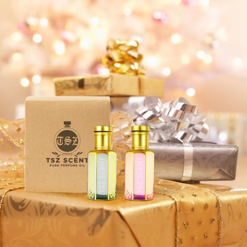 TSZ Scent Pure White Musk Tahara & Musk Cotton Candy Gift Set for Women ??2x12ml Luxury Perfume Oil, Long-Lasting, Hypoallergenic, Alcohol-Free Attar, Travel-Friendly