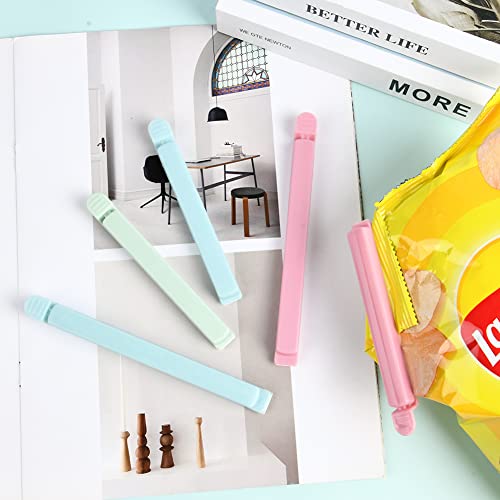 AUAUY 30pcs Bag Clips for Food Storage, Sturdy Food Clips, Reusable Plastic Sealing Bag Clips, Food Bag Clips in 2 Sizes (5.9'',4.72'') & 3 Colors for Keeping Food Fresh, Sealing Packets, Freezer Bags