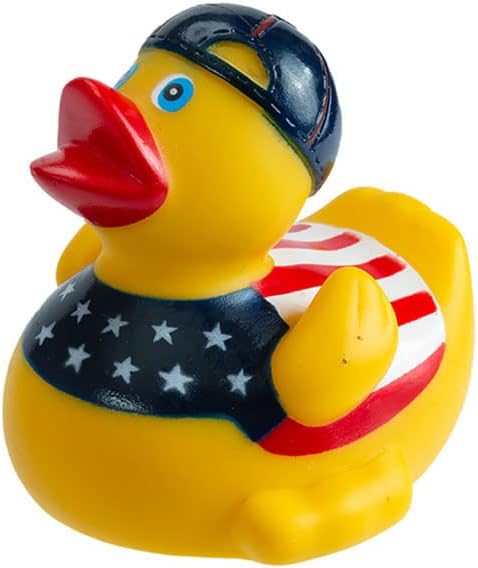 Nuwani 3.3 Inch Patriotic Rubber Ducks for Jeeps That Float Upright, No Hole, American Flag Bath Rubber Duck Toys for Adults and Kids, and Baby Shower Bath Toy