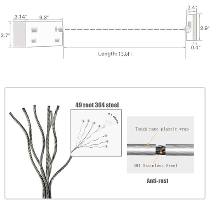 TAPIT Retractable Clothesline Indoors Laundry Line with Adjustable Stainless Steel Double Rope 13.8FT Wall Mounted Space-Saver Drying Line for Balcony Bathroom (Black)