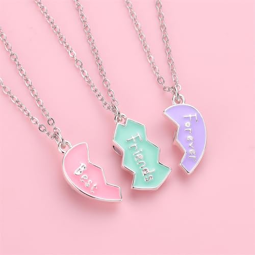 Pingyongchang 2-3Pcs Friendship Matching Necklace Heart Pendant BFF Necklaces Cute Alpaca Burger Fries Best Friend Necklace Jewelry Gift for Women Girls