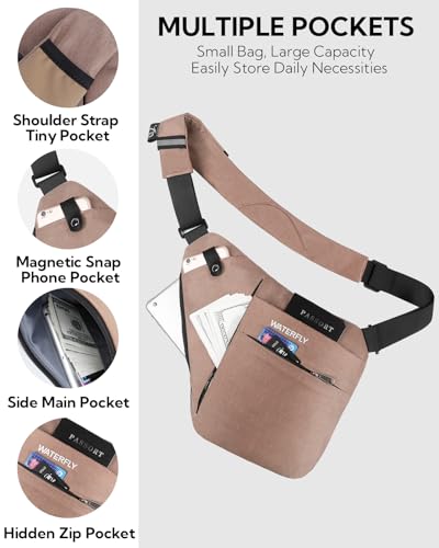WATERFLY Sling Crossbody Chest Bag: Slim Anti-Theft Cross Body Bag Over Shoulder Backpack Stealth Side Pack Man Woman