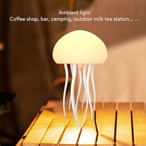 Jellyflow Lamp, RGB Gradient Voice Control Jellyfish Lamp, 1000mAh Rechargeable Floating Jellyfish Lamp with 9 Flexible Tentacles, for Bedrooms, Living Room and Gifts