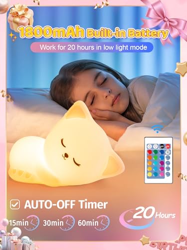 Mubarek ã€Remote + Gifts Packageã€‘ Cat Gifts for Girls,16 Colors Dimmable Teen Girl Gifts Trendy Stuff, TAP for Fun Cute Stuff for Teen Girls