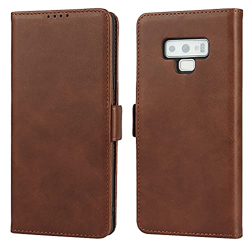 iCoverCase Samsung Note 9 Case, Leather Wallet Case with Card Holder [Built-in Magnet] Shockproof Protective Flip Cover for Samsung Galaxy Note 9 - Dark Brown