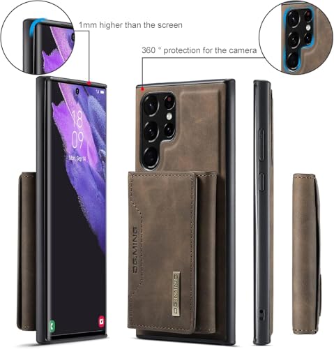 Mobile Case for Galaxy S25 Ultra with Stand, 2-1 Detachable Leather Wallet Magnetic Case with Card Holder Slots Kickstand Protective Phone Cover for Samsung S25 Ultra (Coffee)
