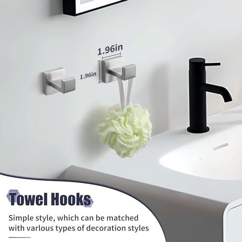 PAHSFS Bathroom Hardware Set Brushed Silver 5-Pieces Bathroom Towel Rack SUS304 Stainless Steel Bath Towel Bar Set, Towel Racks Wall Mounted.