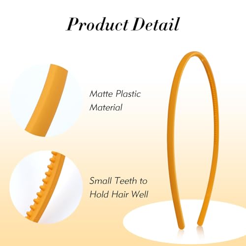 10PCS Matte Plastic Headbands with Teeth, Azonee Solid Thin Hair Bands for Women, Men, Kids, Teens, DIY Craft & Sports Accessories (0.5cm/0.2")