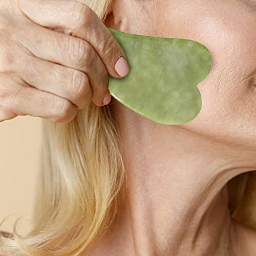 REVHQ Jade Roller for Face and Gua Sha Set Face Roller Natural Jade Stone for Anti Aging,Eye Puffiness Wrinkles,Skincare Massage Tools for Face Eyes