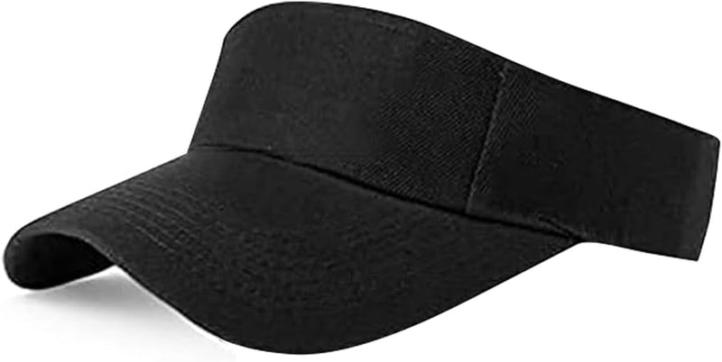 Yanek Adjustable Cotton Sport Sun Visor Cap for Men and Women - One Size BLACK