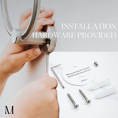 Bathroom Hardware Accessoires Stainless Steel Brushed Wall Mount Including Bath Towel Bar, Towel Ring/Hand Towel Holder, Toilet Paper Holder, Robe Hook MARMOLUX ACC Towel Ring Silver PA-91132BN