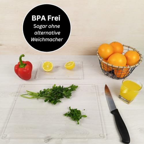 Acrylic Chopping Board with Stop Edge, 45 x 35 and 60 x 45 cm, Scratch-Resistant, Hygienic, Antibacterial, Non-Slip, Transparent, Plastic Chopping Boards