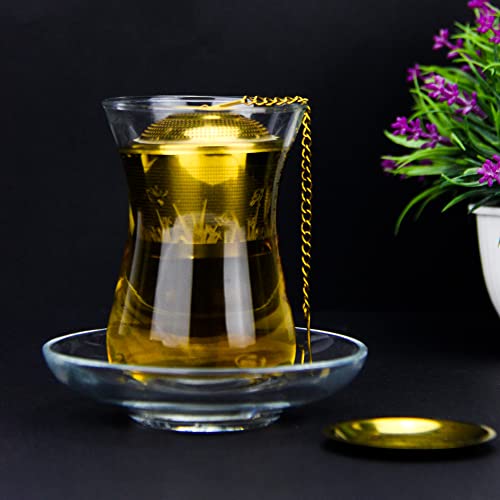 Tealand Durable Stainless Steel Fine Basket Infuser with Tray Perfect Size Suitable To Any Teapot Mugs Cups To Steep Green Black Herbal Oolong Loose Leaf Tea 4x3.3cm