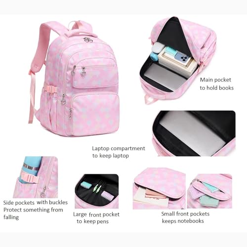 School Bags For Girls, Pencil Case For Girls With Lunch Bag Set Of 3 Girls' Fashion Gift (Purple)
