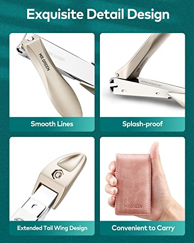MR.GREEN 3pcs Stainless Steel Nail Clippers Set Pink Manicure Pedicure Set with Nail Clippers&Glass Nail file&Tweezers Medical Grade Grooming Kit with Travel Case Gift Box for Man and Woman
