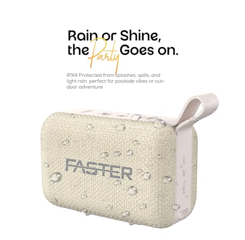 Faster BoomX Bluetooth Portable Speaker 5W- 20Hrs Playtime IPX4 Water Resistant Stereo Wireless Mini Speaker- 5.4 Bluetooth TWS AUX USB Type-C Wireless Speaker for Home Party Travel and Hiking (Beige)