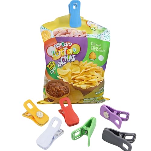 Yarall 10 Pcs Bag Clips with Magnet- Food Clips, Chip Clips, Bag Clips for Food Storage with Air Tight Seal Grip, Snack Bags and Food Bags with Colors(Green, Yellow, Red, Blue, Purple)