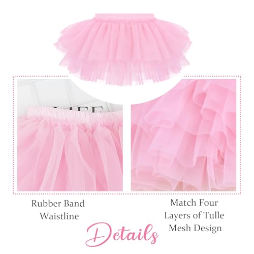 Baby Girl Tulle Tutu Skirt with Diaper Cover,Toddler Girls Fluffy Mesh Ruffle Birthday Party Dress