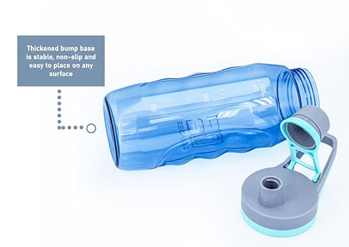 DECADEE 1000ml BPA-Free Water Bottle Leakproof, Quality Haul Non-Slip Sports Water Bottles with Brush for Kids Adults Home Gym Outdoor Travel Blue